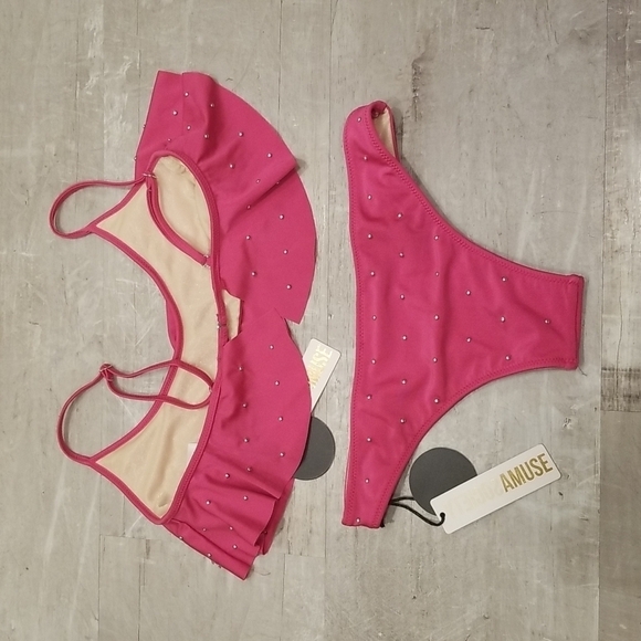 💕AMUSE SOCIETY💕 Bikini ~ Presley Stud Top + Eliza Stud Skimpy Bottom Small NWT - Picture 6 of 15